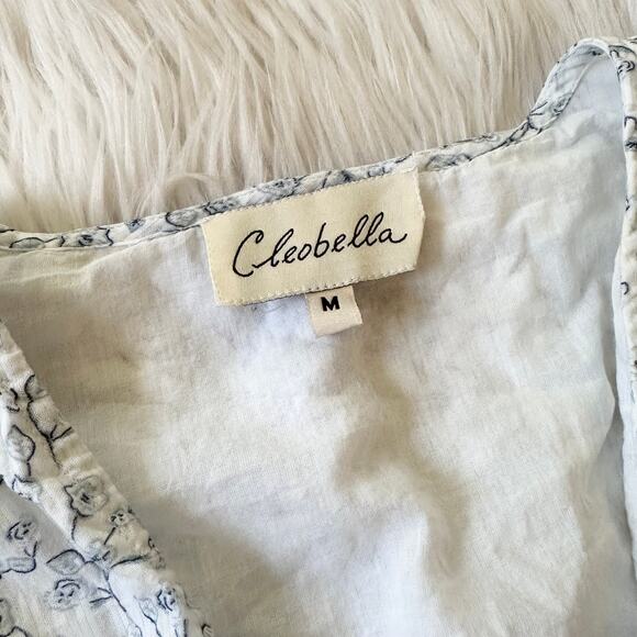 Cleobella Sadie Mini Dress Floral V-Neck Puff Sleeve Smocked Ruffle Cottagecore - Picture 10 of 16